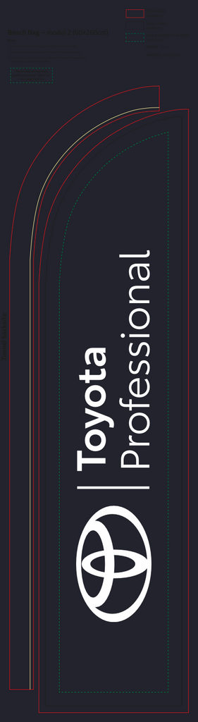 Toyota_Beach flag_Standard_Large_(80x350cm)_ + POLES AND METAL BASE