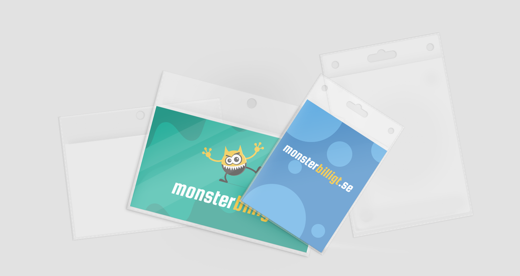 Plastfickor för visitkort/namnskyltar